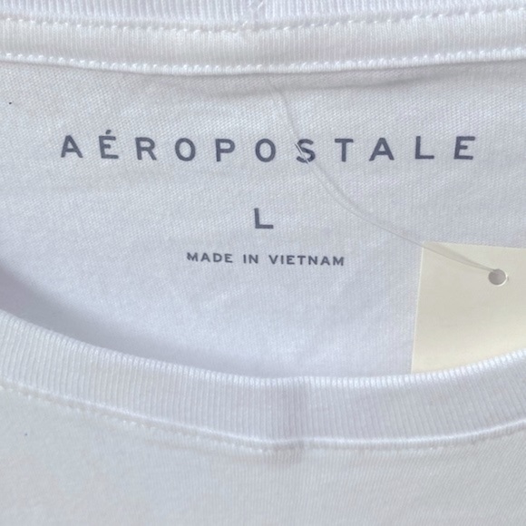 Aeropostale White Long-sleeve Tee Shirt, Size L, NWT - Picture 3 of 6